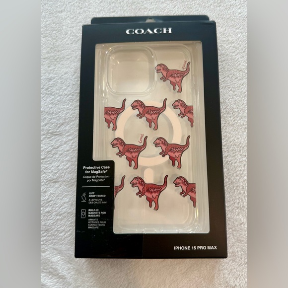 Coach Rexy Glitter Dinosaur iPhone 15 Pro Max Protective MagSafe Clear Case - Picture 2 of 7
